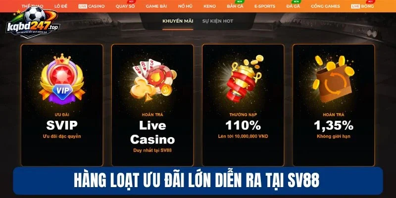 SV88 - Đấu Trường Thể Thao Rực Lửa Với Hàng Ngàn Kèo Ngon 3 Hàng loạt ưu đãi lớn diễn ra tại SV88